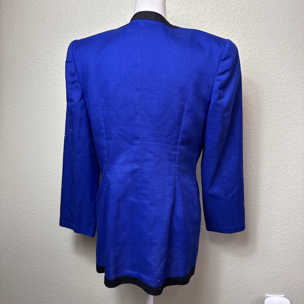 VTG‎ 80s De La Cuesta Royal Blue Power Skirt Suit Set Jacket S Skirt M View 4